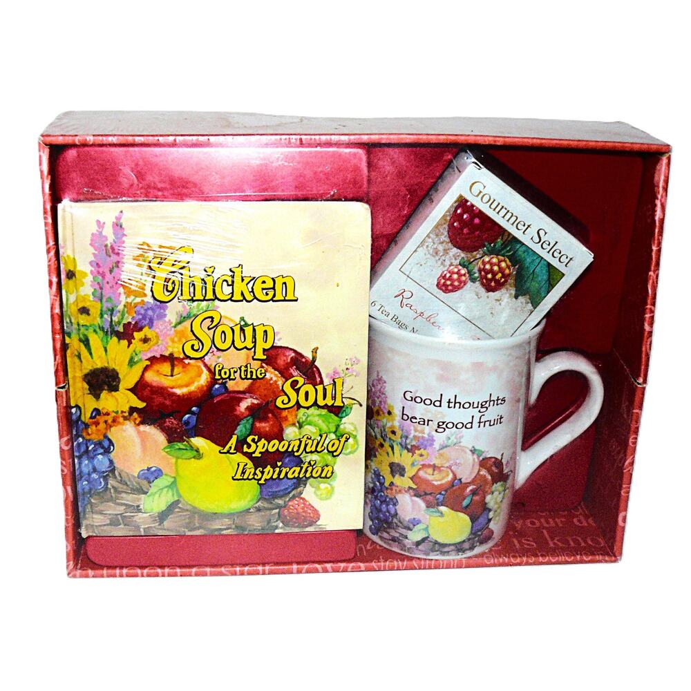 Vintage Chicken Soup For The Soul Gift Set With Book Mug & Raspberry Tea Bags